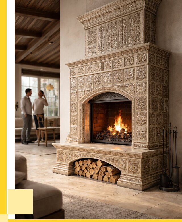 Купить изразцовый камин в Острогожске от 260775 р. | ЭриданСтг