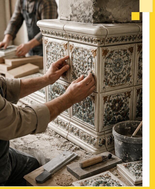 Изразцовые камины под ключ в Острогожске: проект и монтаж