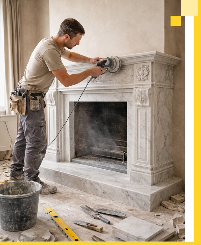 Изготовление и установка мраморных каминов в Острогожске под ключ