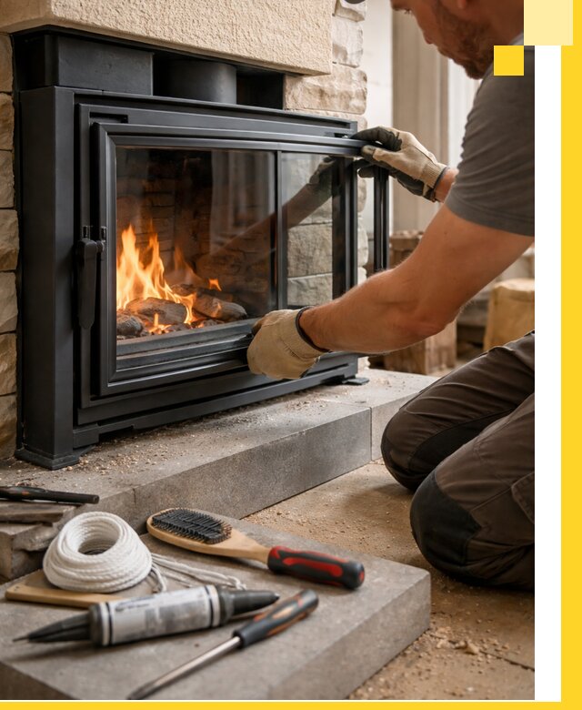 Производство, монтаж и доставка каминов со стеклом в Острогожске