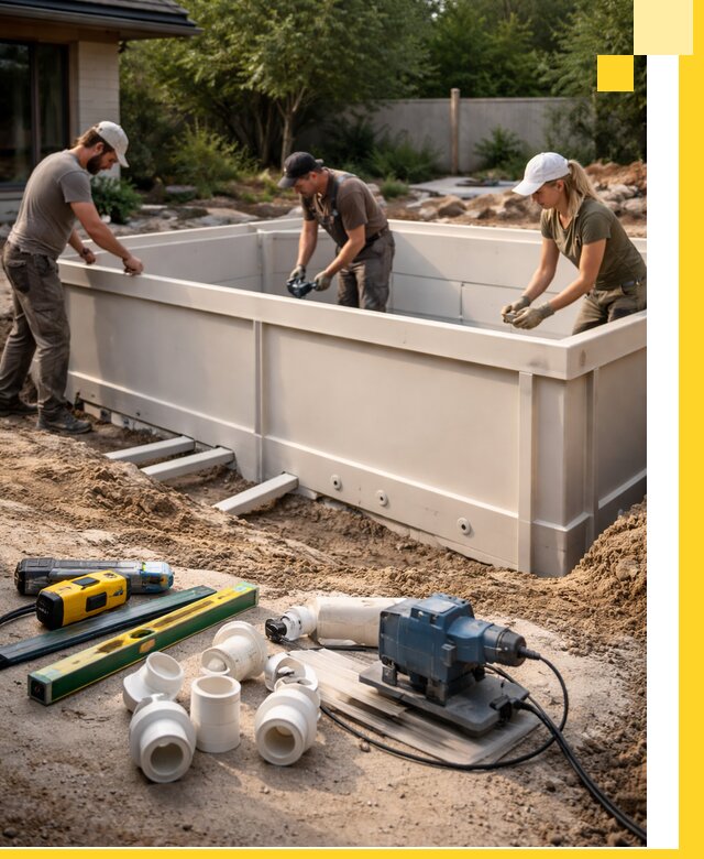 Установка полипропиленовых бассейнов под ключ в Острогожске