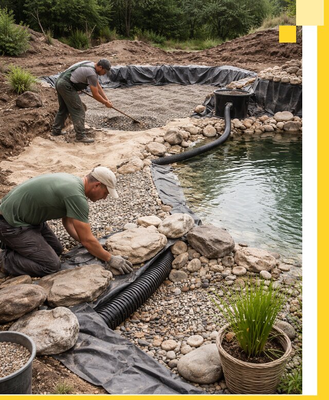 Строительство природных бассейнов и озер в Острогожске под ключ