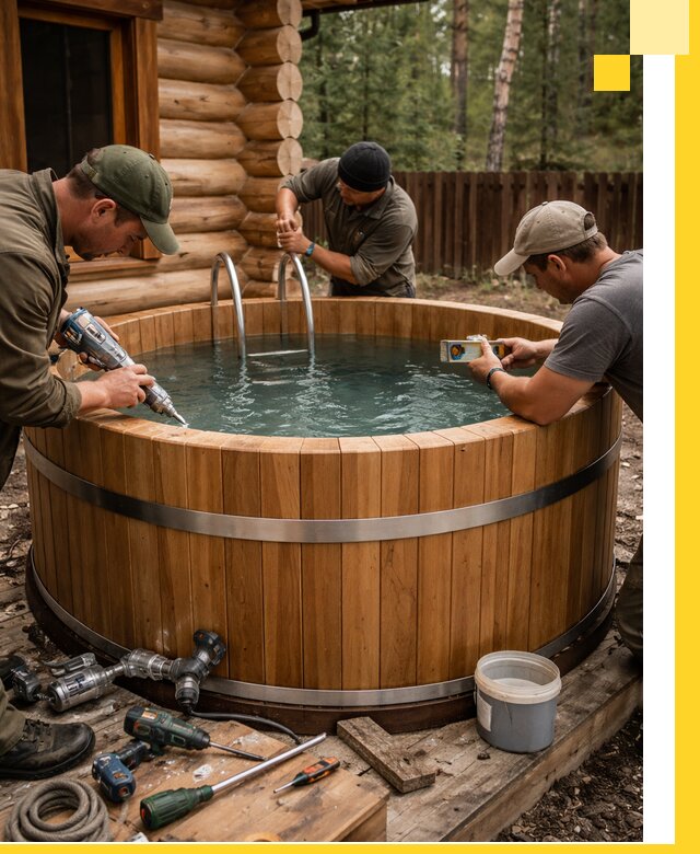 Строительство бань с купелью под ключ и отделкой в Острогожске