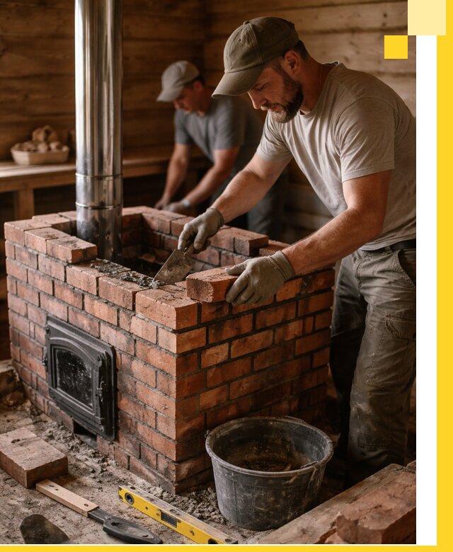 Кирпичные печи для бани под ключ в Острогожске, проект и монтаж