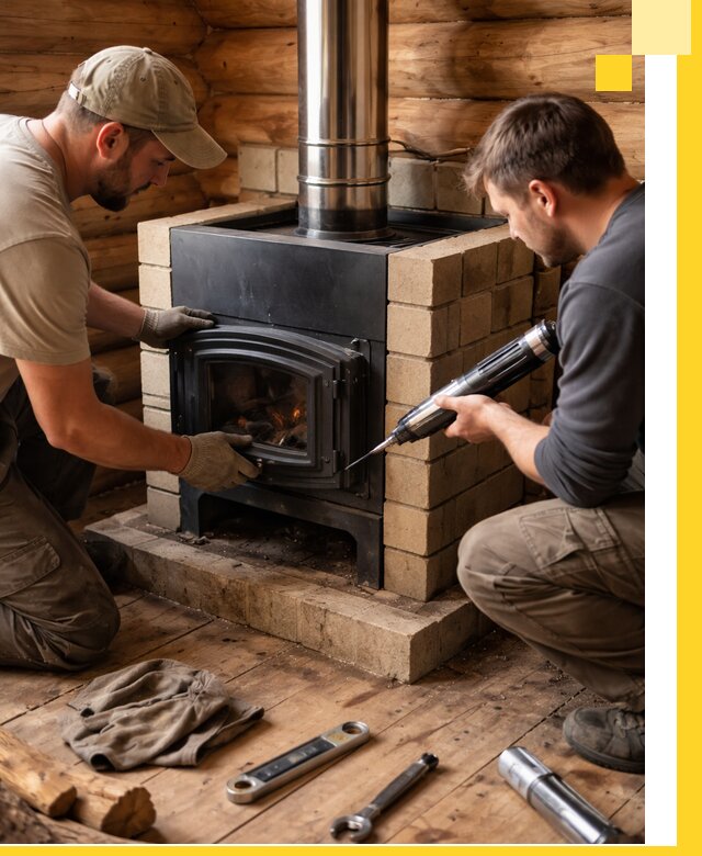 Монтаж и установка печи в бане под ключ с гарантией в Острогожске