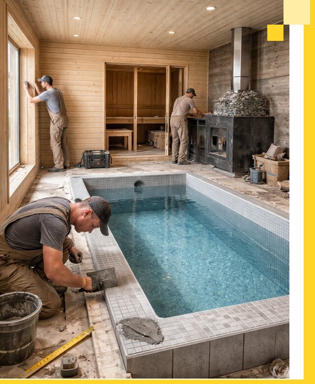 Проект бани с бассейном и сауной в Острогожске под ключ