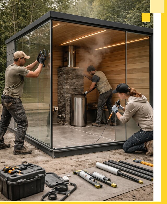 Проектирование и строительство стеклянных бань в Острогожске