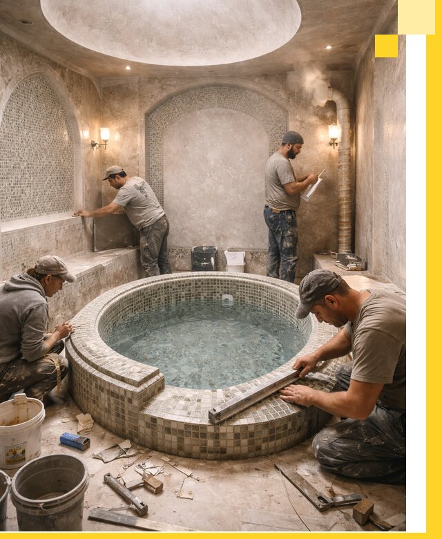 Профессиональное строительство хамама с бассейном в Острогожске под ключ