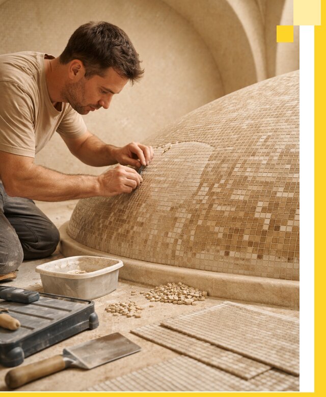 Профессиональная укладка мозаики для хамама под ключ в Острогожске