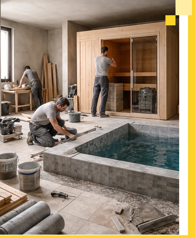 SPA зоны под ключ с бассейном сауной и печью в Острогожске